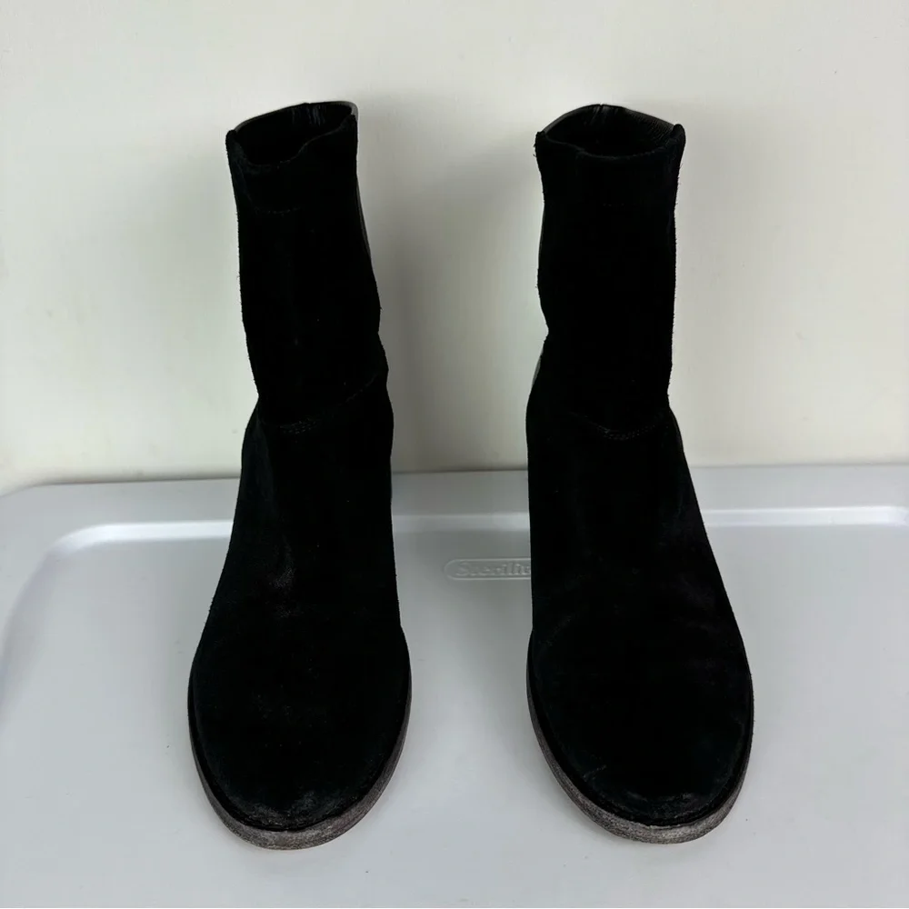 Vince Grayson Womens Leather Ankle Booties Sz 7.5 Black Mixed Media